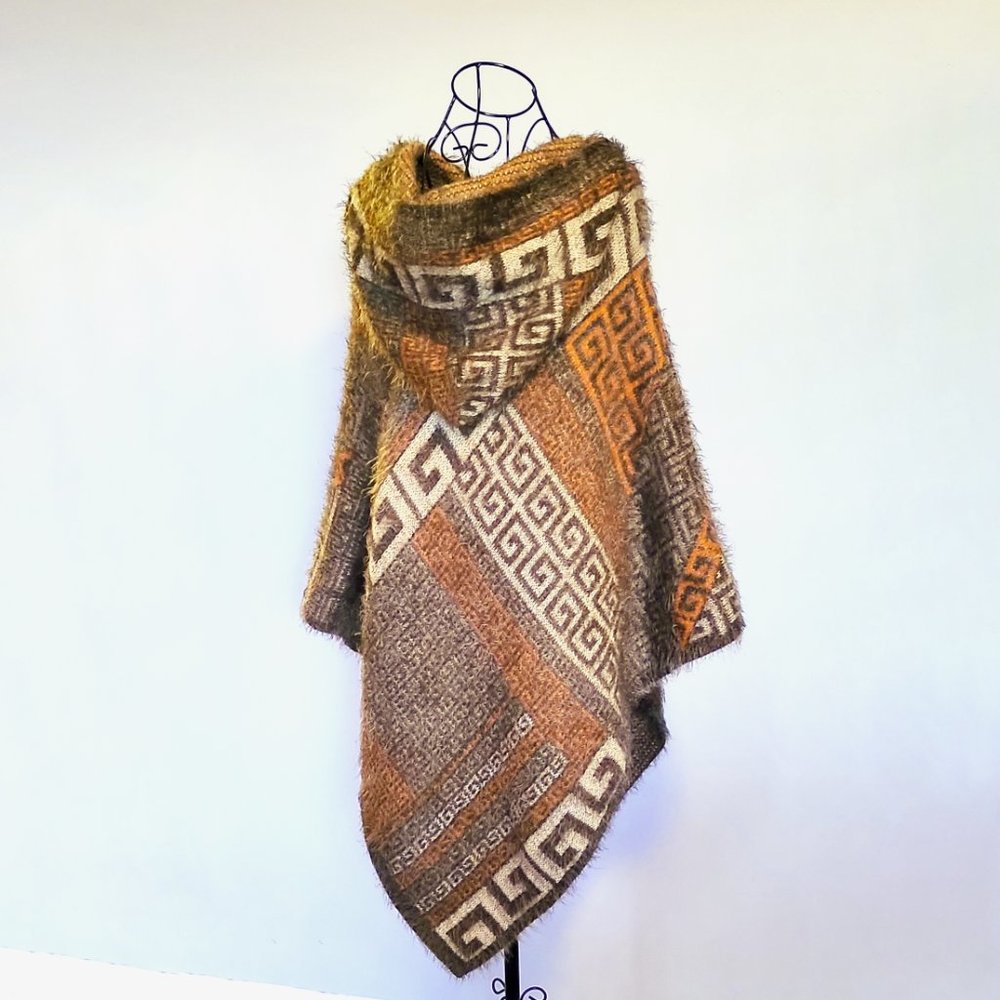 Aztec Women's Poncho with Hood
